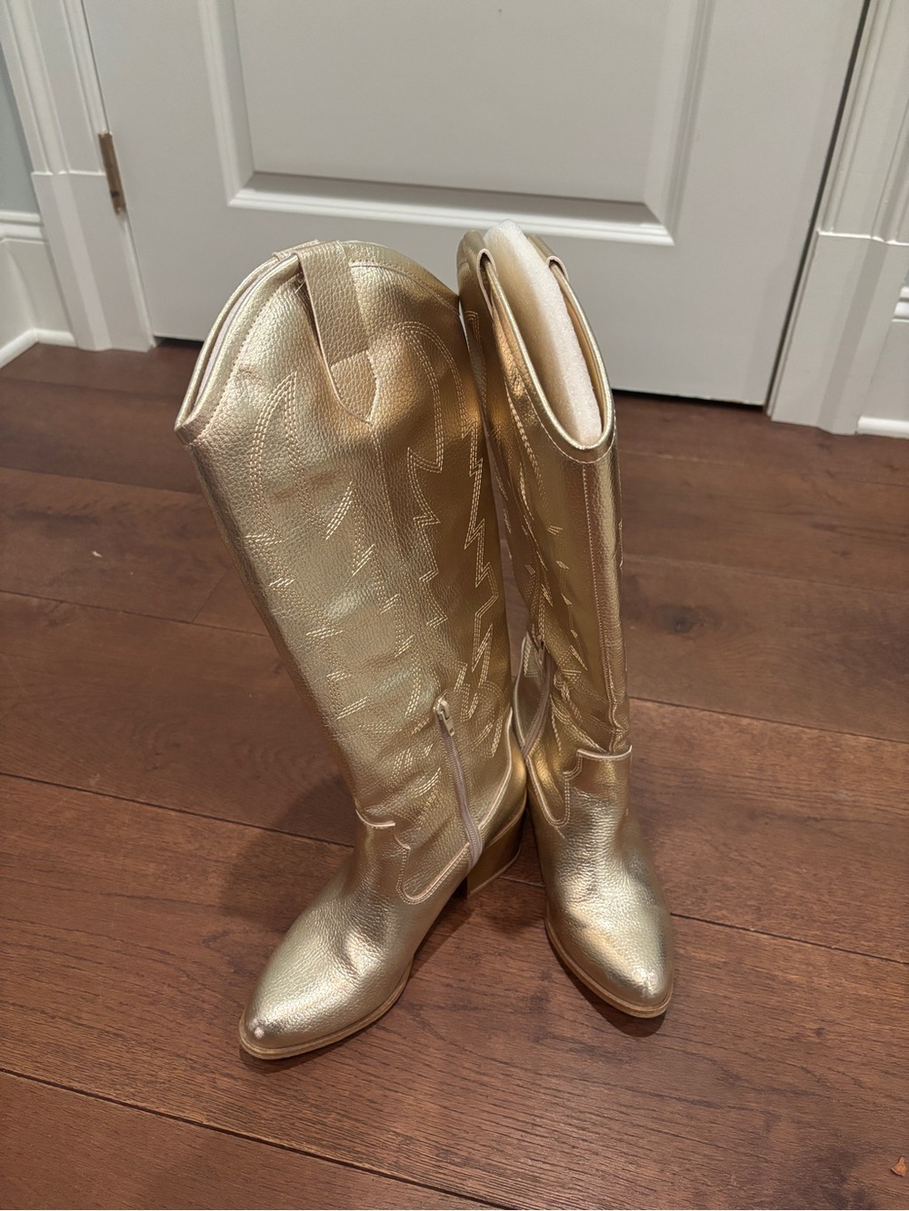 Metallic Gold Knee-High Cowboy Boots
